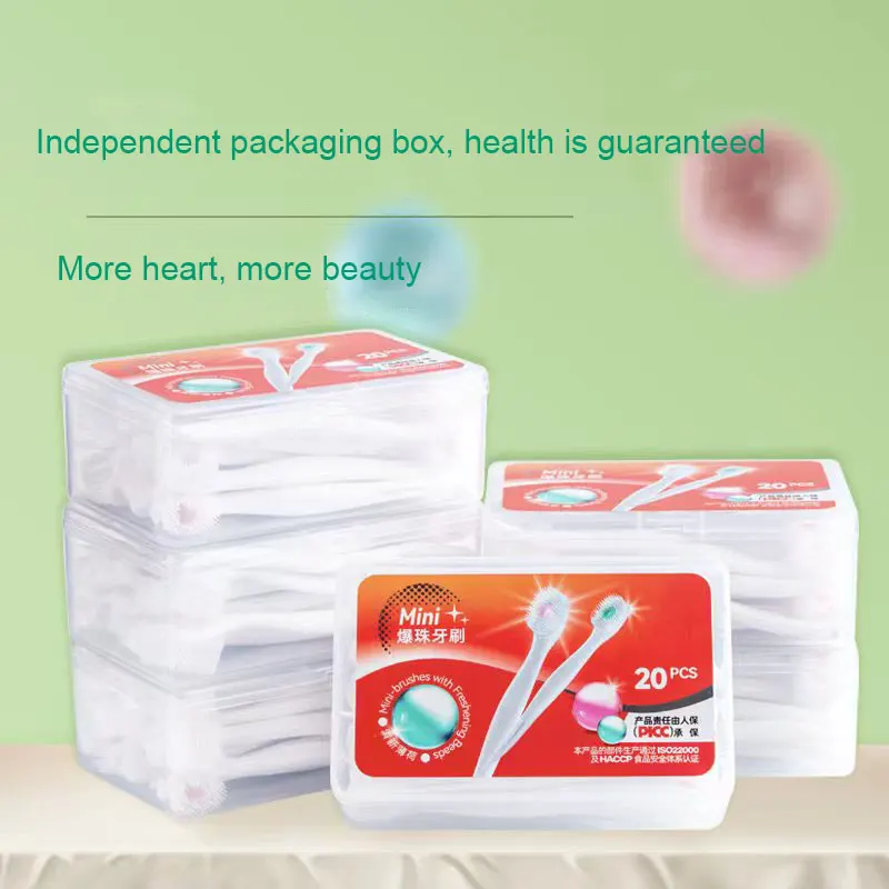 

20PCS Portable Travel Toothbrush Mini Exploded Bead Toothbrush Disposable Adult Cleaning Toothbrush Individually Packaged