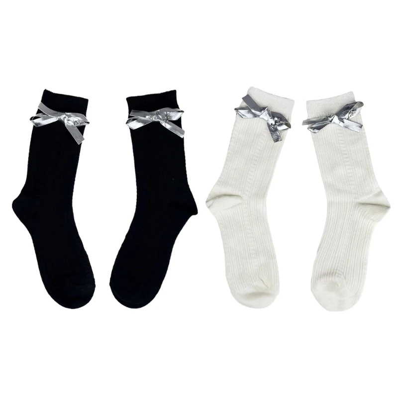 Women's Ballet Style Calf Socks Sweet Socks JK Uniform Loose Socks Casual Cotton Socks Bootie Socks Bow Ankle Socks