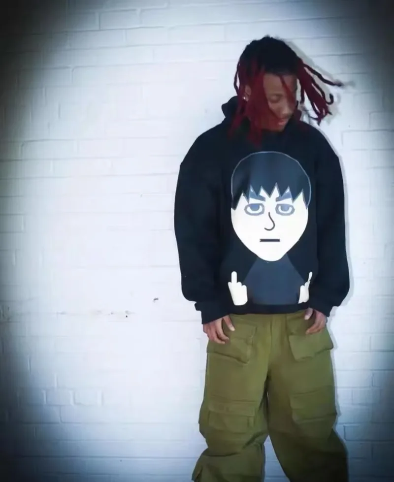 

Harajuku Graffiti Oversized MII Anime Men and Women White Fox Hoodie Printed Gothic Y2K Top Streetwear Fleece Cotton Thermal Top