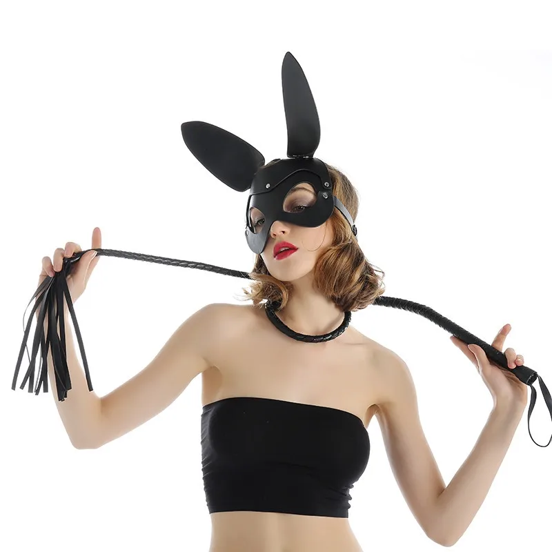 Adulto preto couro menina headwear adereços halloween masquerade