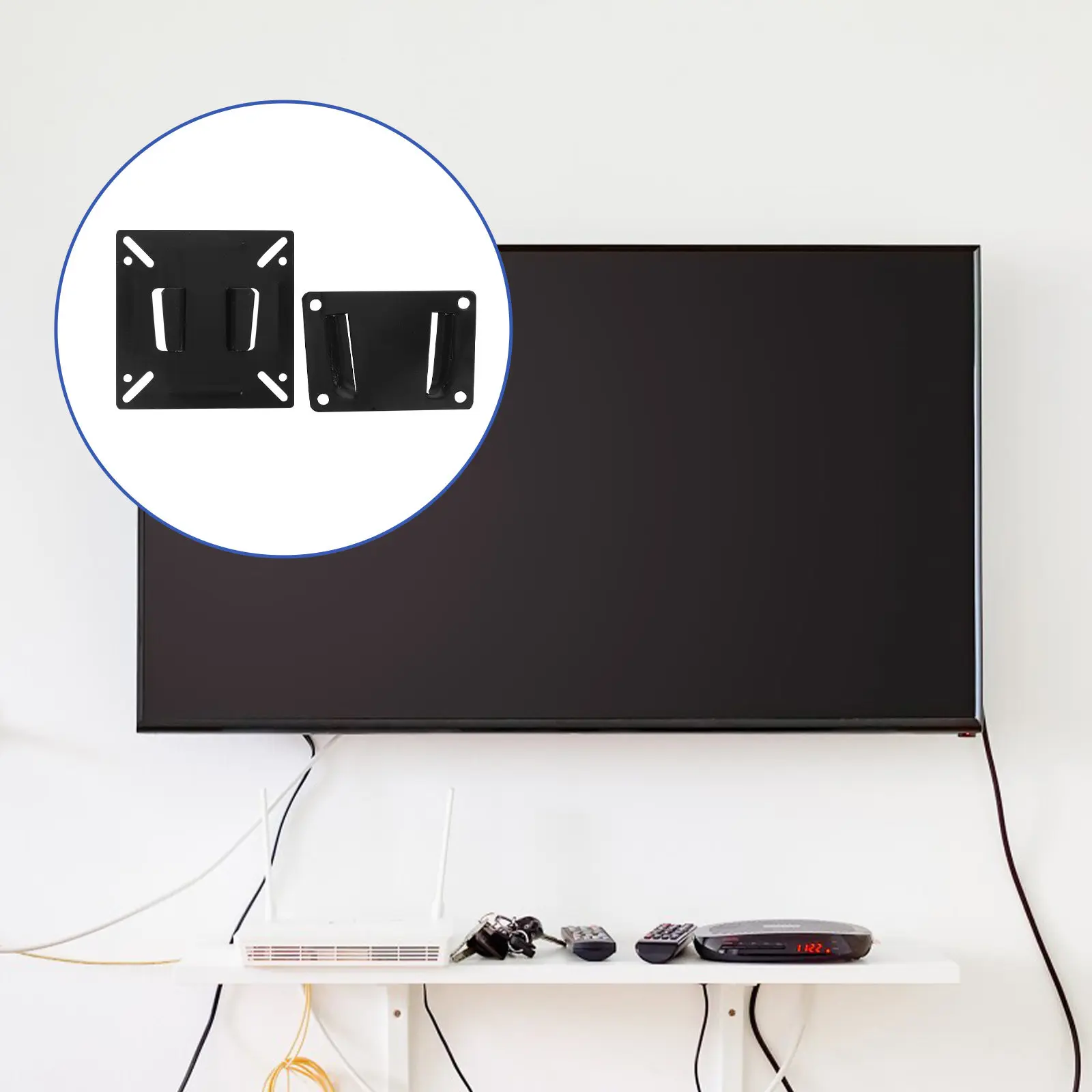8Pcs 14-24 Inch Flat Screen Wall Mount Bracket Heavy Duty Iron Design Compact Fit for TV Pc Monitor Display Bracket Mount Kit
