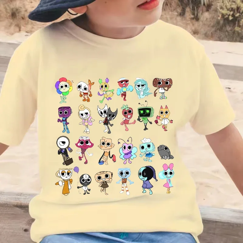 

Детская футболка Dandys World, летние детские топы с короткими рукавами и мультяшным узором для мальчиков, модная милая футболка в стиле аниме для девочек, повседневная одежда, подарок