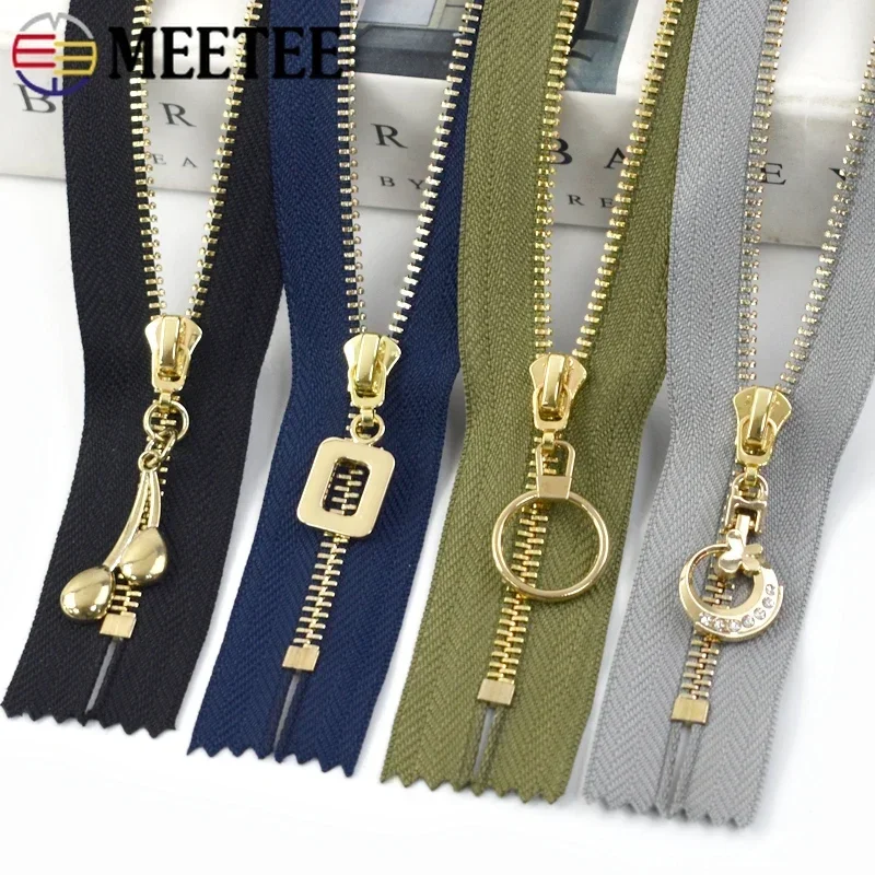 3Pcs 3# Metal Zippers 15/18/20/25/30cm Close-End Zipper Bag Pocket Gold Teeth Zips Clothing Zip Reapir Kit DIY Sewing Accessory