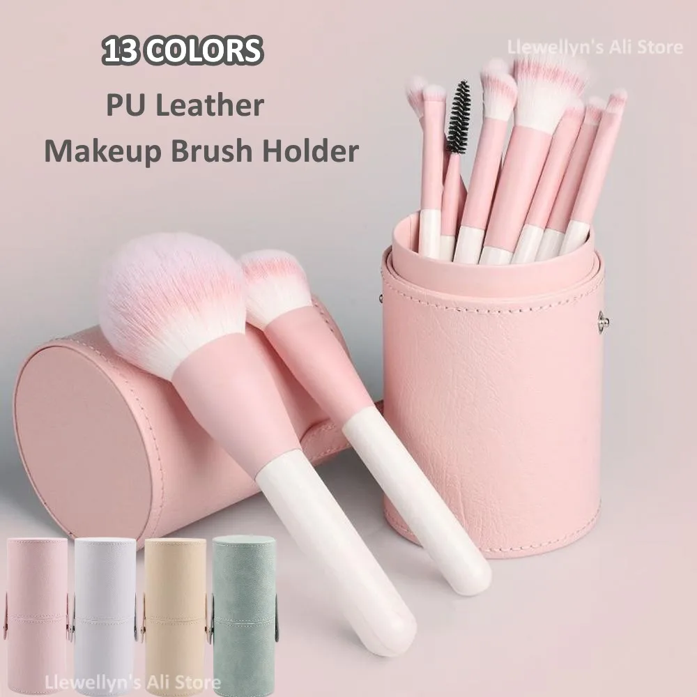 New Pu Leather Makeup Brush Holder Cosmetic Pens Brushes Organizer Cosmetic Cup Case Box Portable Travel Makeup Tool Organizer