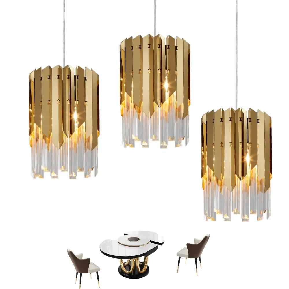 

Modern Luxury Gold Crystal Small Round Chandelier Lighting E14 Led For Dining Room Fixtures Kitchen Island