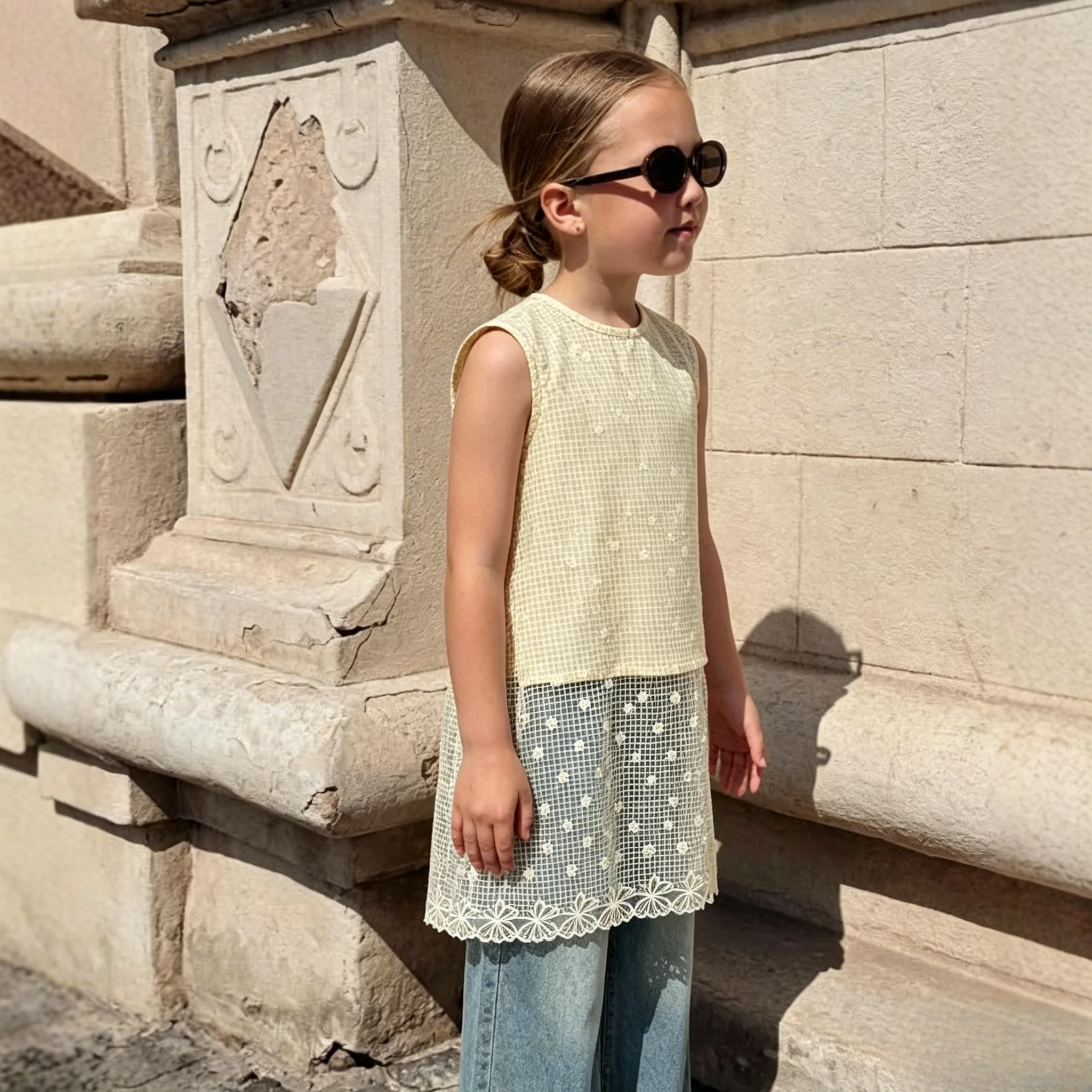 Kids Vest 2026 Summer Korean Girls Solid Sleeveless Hollow Stylish Versatile Cover Up Layered Vest