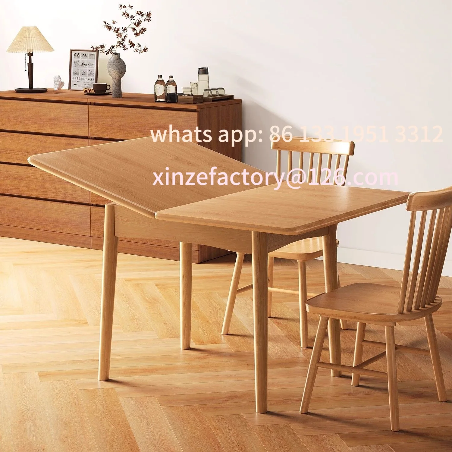 

Customizable solid wood folding dining table Small household dining table Restaurant retractable dining table and chairs