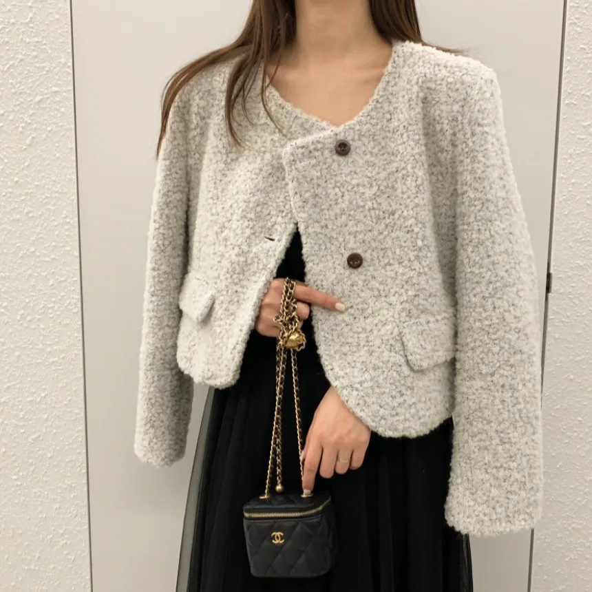 

Женское шерстяное пальто ort Sle, осенне-зимний новый модный облегающий топ Ele Personali Small Fraance Wind Top