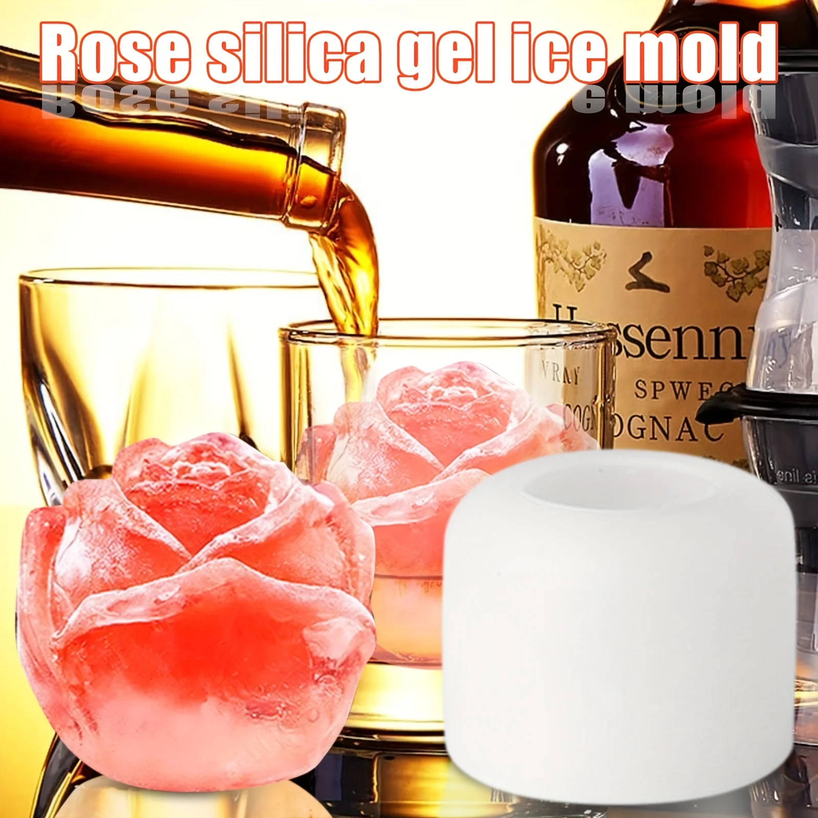 

Rose Ice Cube Mold, Silicone Material, Creative Drinks, Wine, Coffee, 1Pc