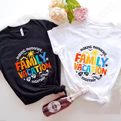 Funny Family Vacation 2025 T-shirts Memories Cruise Family Matching Tshirts Funny Holiday Shirt for Family Fashion Summer Shirts