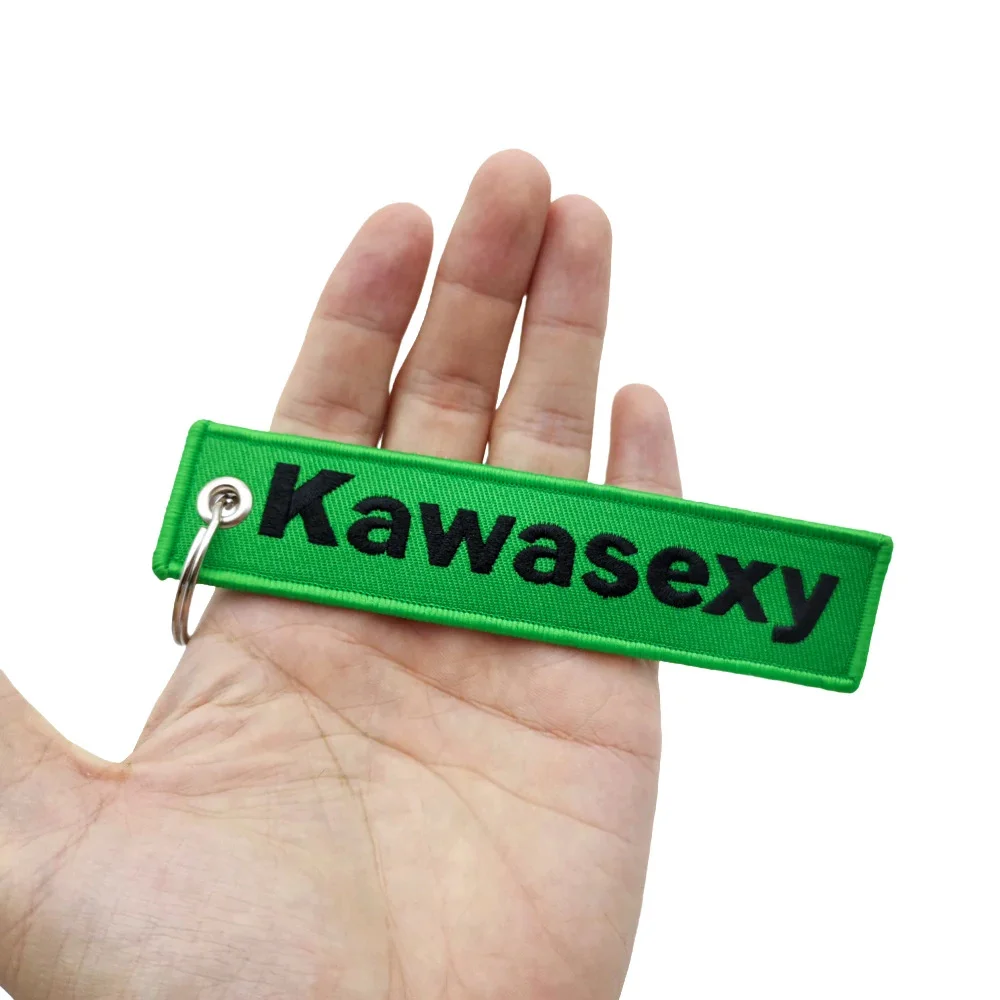 JDM Kawasexy logo Fashion Embroidery Motorcycle Key Ring Keyring Keychain For Kawasaki Car Keychain Gifts Double Key Strap