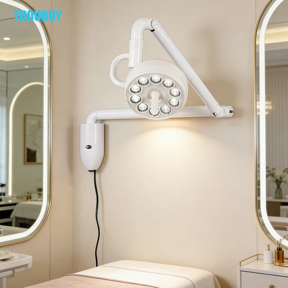 Фото TDOUBUY 30W Настенный светодиодный хирургический светильник, бестеневая медицинская лампа для осмотров в стоматологии и ветеринарии