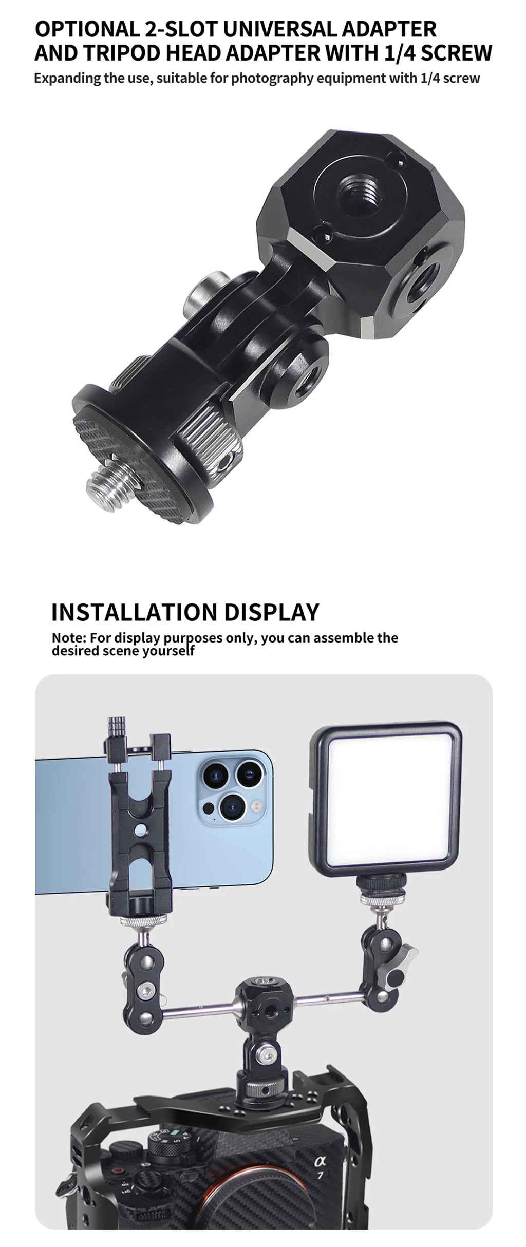 Vielseitiger Mini-Magic-Cube-Adapter mit Schraubenloch ARRI 1/4 3/8' für GoPro 13 Insta360 X4 Osmo Blitzlicht Stativhalterung – Detail 37