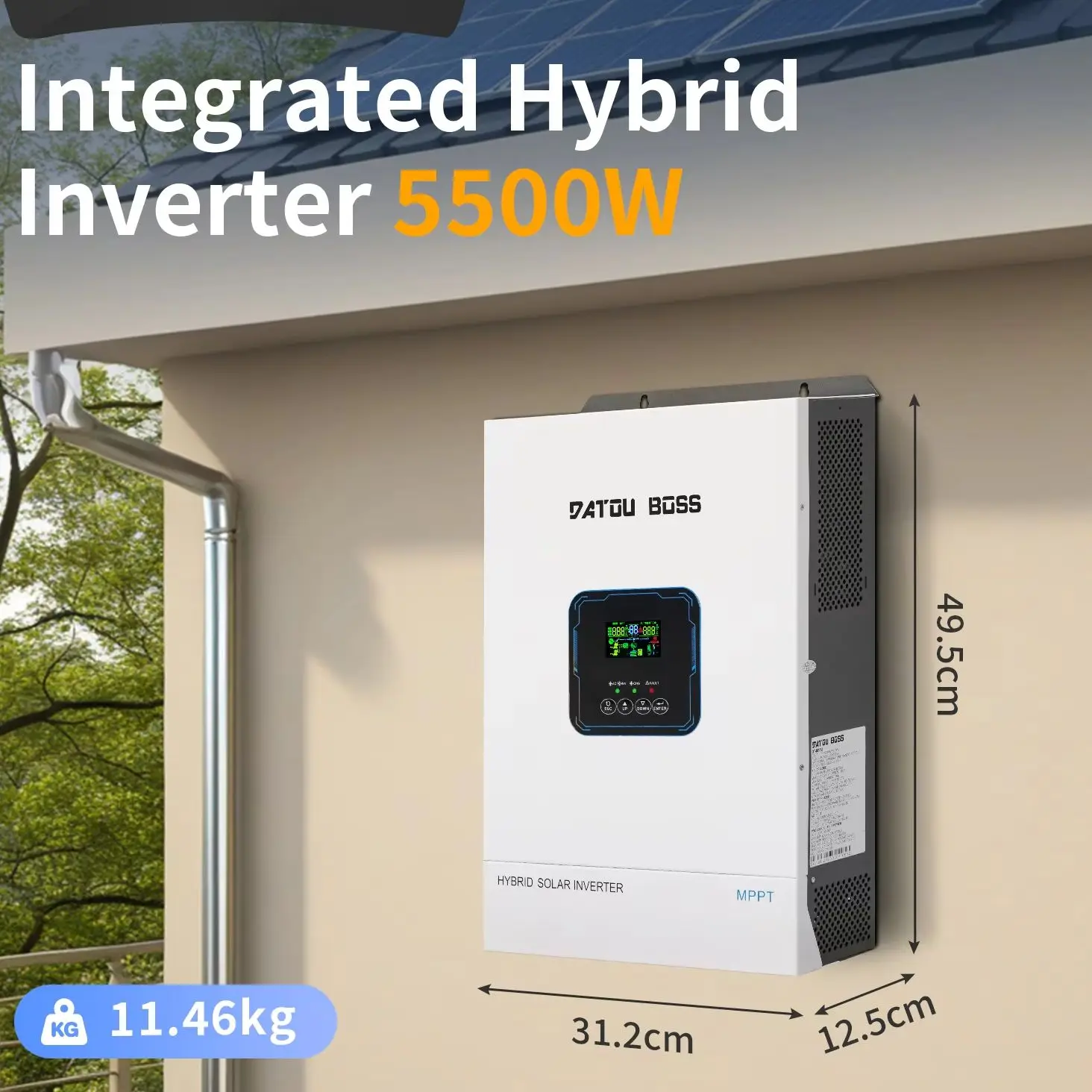 MFUZOP 5500W 48V Hybrid Solar Inverter, 110V/120V Pure Sine Wave Inverter Charger, MPPT Solar Charge Controller, RS485/RS232, Off-Grid Home Backup, US Stock