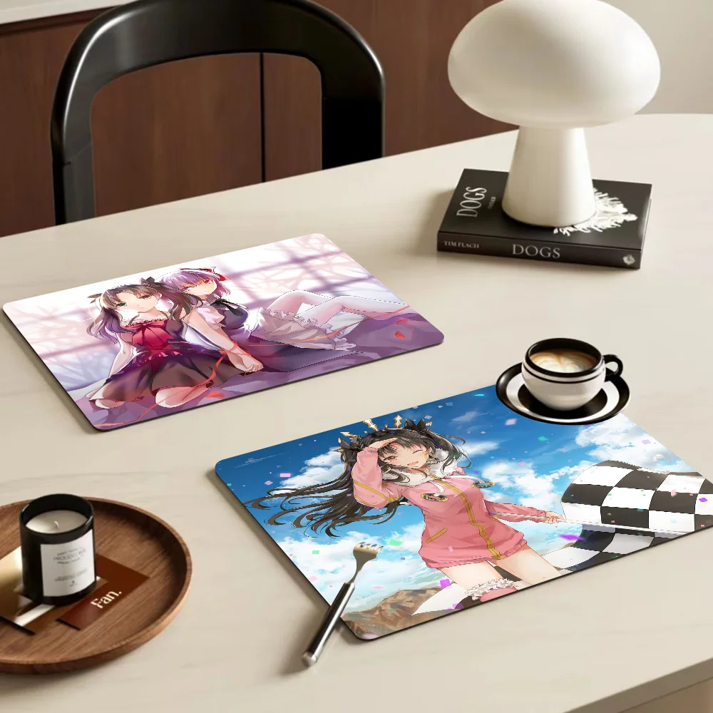 Rin Tohsaka Quick Drying Dish Mat Printed Kitchen Tableware Coffee Draining Pad Dinnerware Cup Bottle Placemat