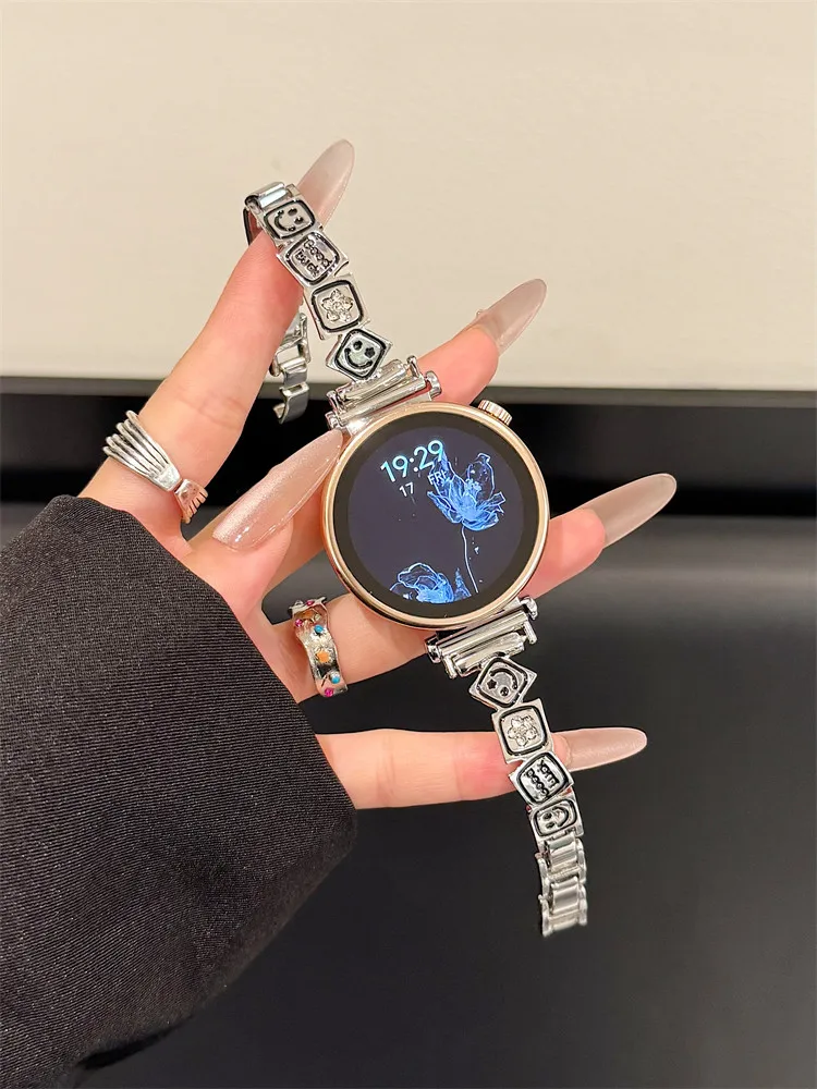 

Suitable for HW Watch Fit3/Fit4 straps and HW Band 8/9/10NFC smiley metal handmade straps
