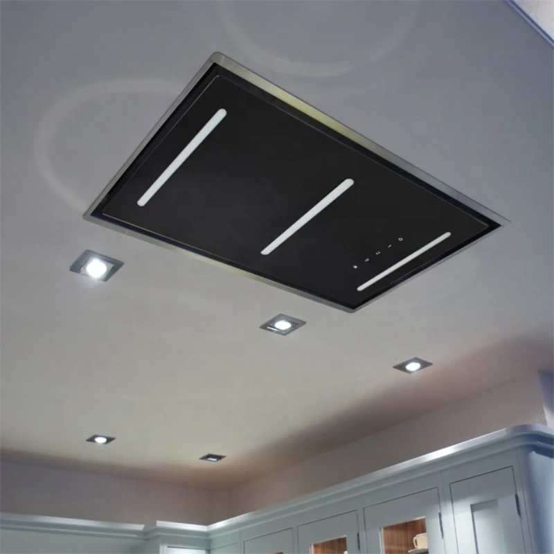 LED glass ceiling kitchen cooker hood