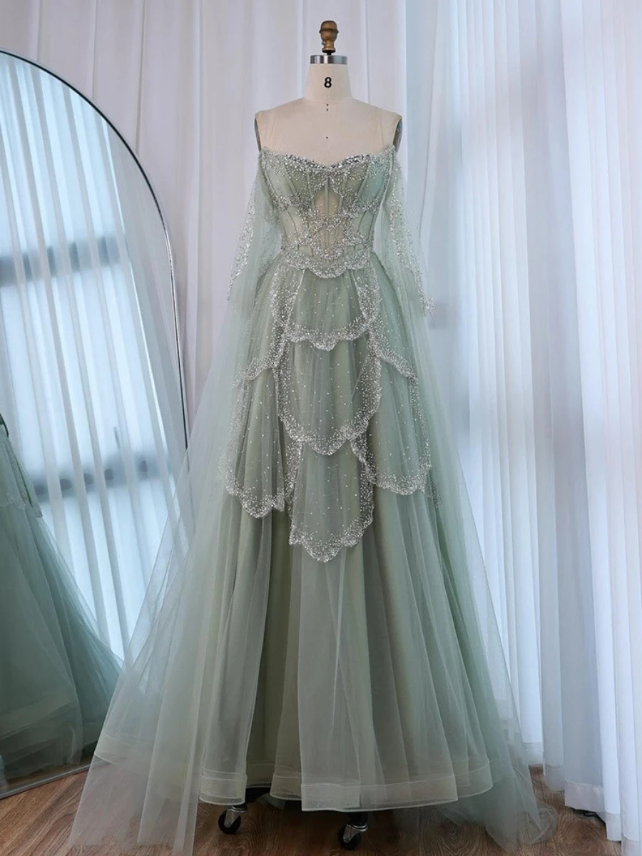 Classic Tulle Prom Dresses For Women Wedding Guest A-line Off the Shoulder Beadings Pleated Dubai Vestido De Fiesta Customized
