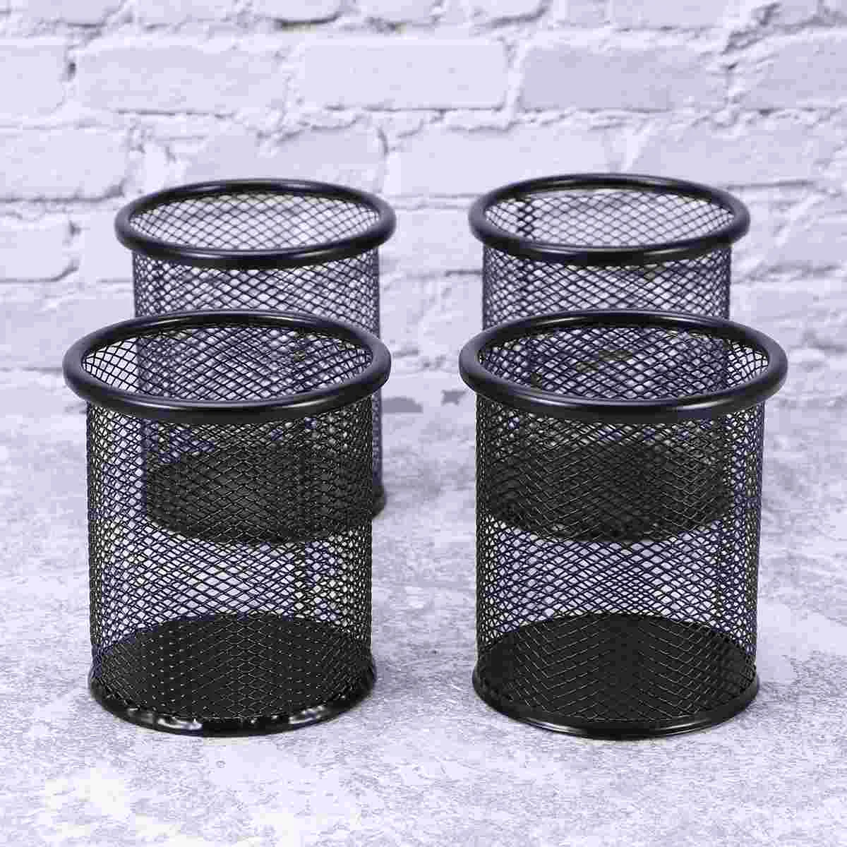 

4 Pcs Mesh Desktop Organizer Iron Wire Storage Box Paper Clips Push Holder Container Case paper clip holder