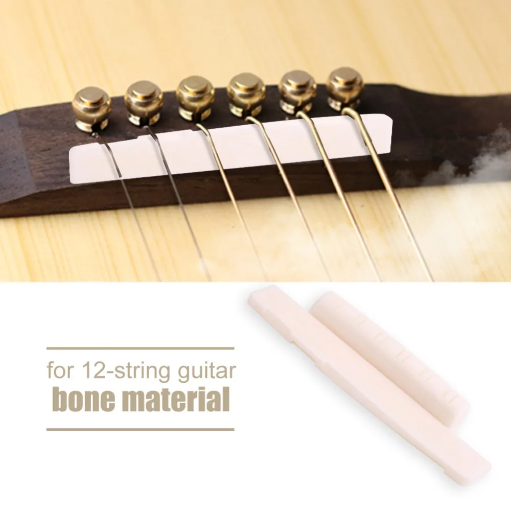 ​Slotted Guitar Bone Saddle​ ​Upper/Lower String Pillow​ ​49mm/76mm Size​ ​12 String Guitar Nut Bridge Saddle Replacement