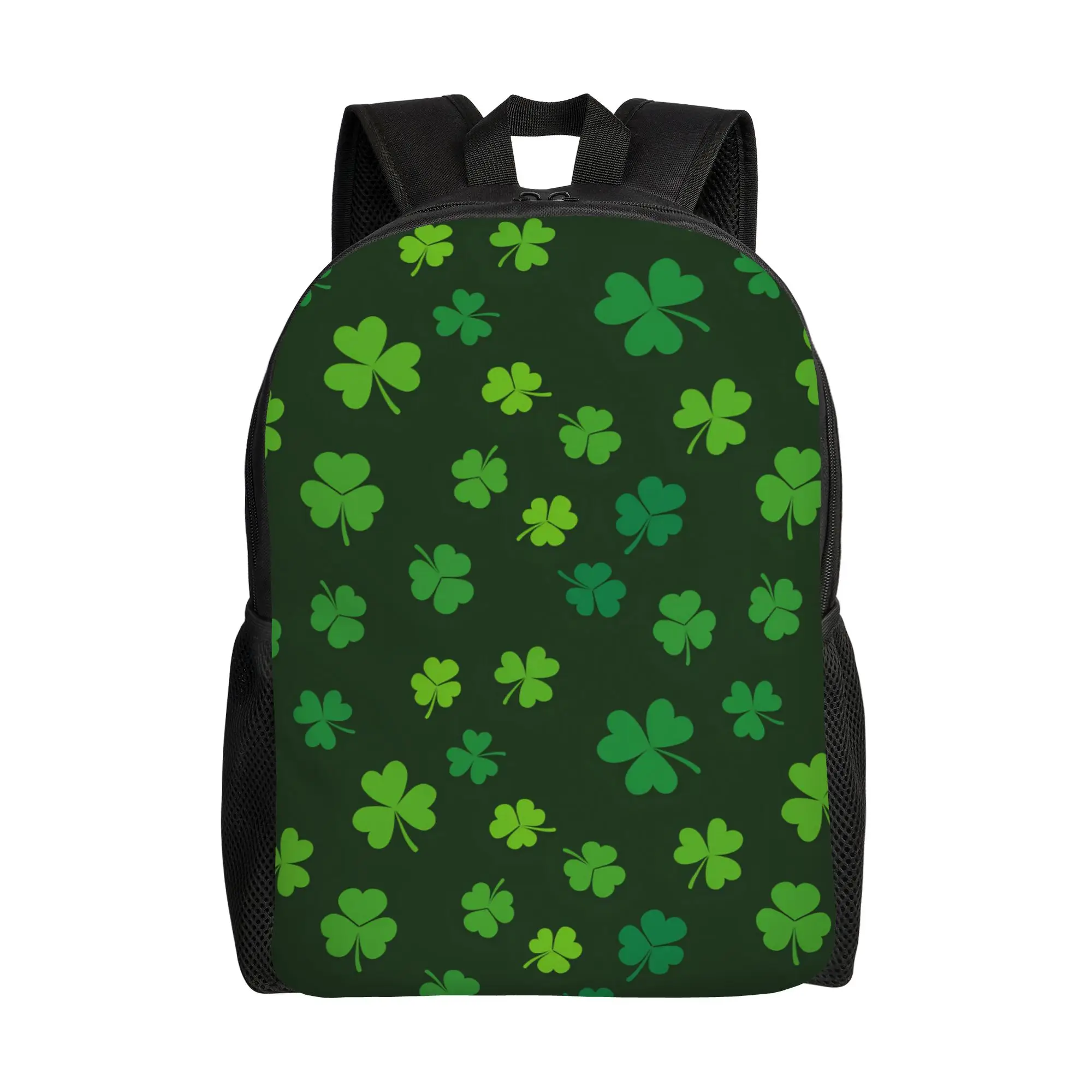 

St Patrick's Day Irish Shamrock Clover Backpack Lightweight Student Hiking Travel Daypack for Men Women Laptop Canvas Bags