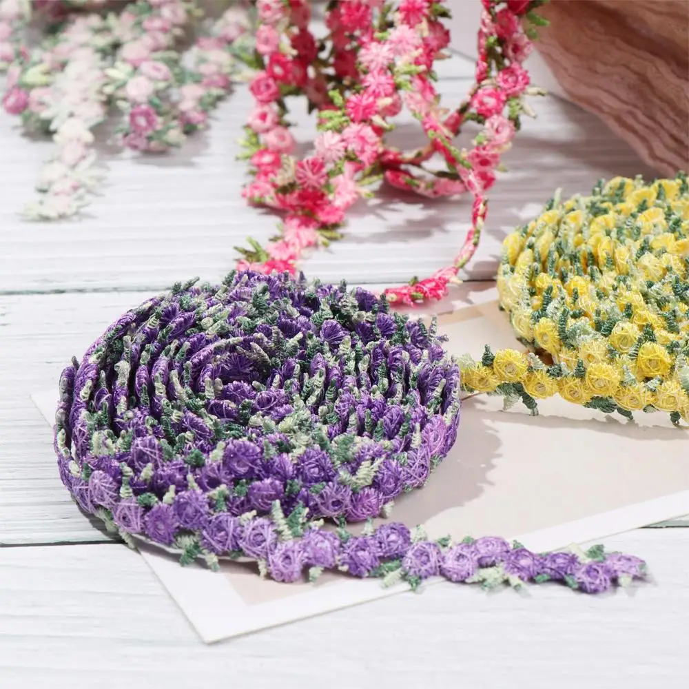 2Yard Flower Lace Trim Embroidered Ribbon Wedding Dress Sewing Handmade Decor DIY