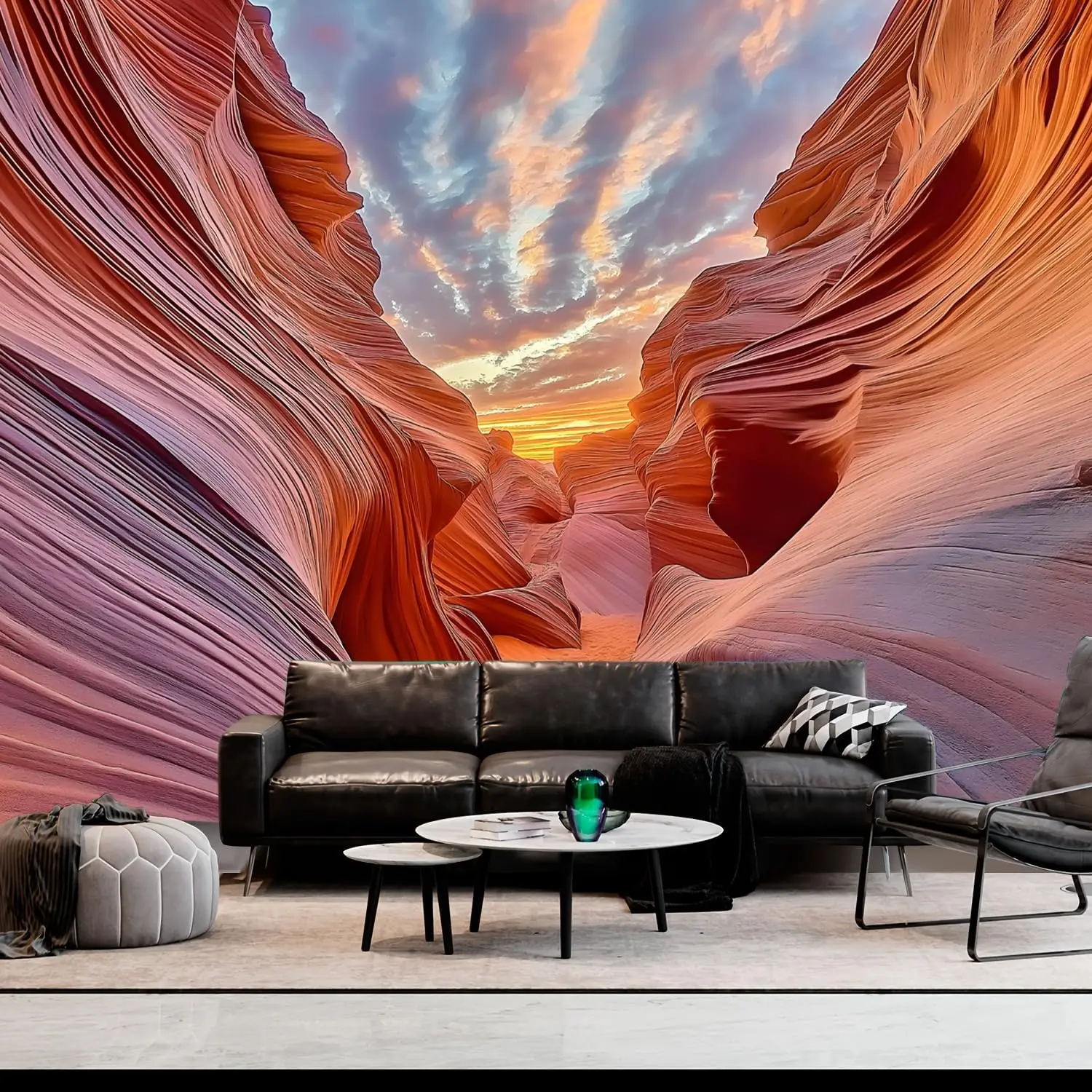Vibrant Canyon Sunset Landscape Tapestry 150x300cm Large Abstract Wave Gradient Boho Wall Decor Art