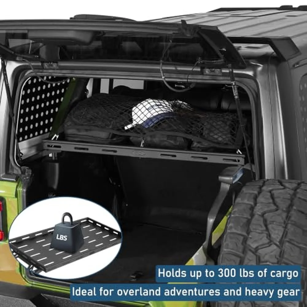 Rear Trunk Cargo Rack Tray Basket Shelf for 2007 2026 Jeep Wrangler JK/JL Unlimited 4 Door Hardtop Steel Tailgate