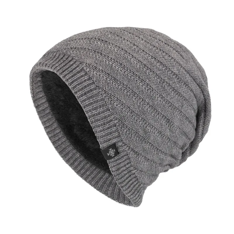 Warm Knitted Woolen Hat for Winter, Fleece-Lined and Thickened, Twill Pullover Outdoor Hat for Men