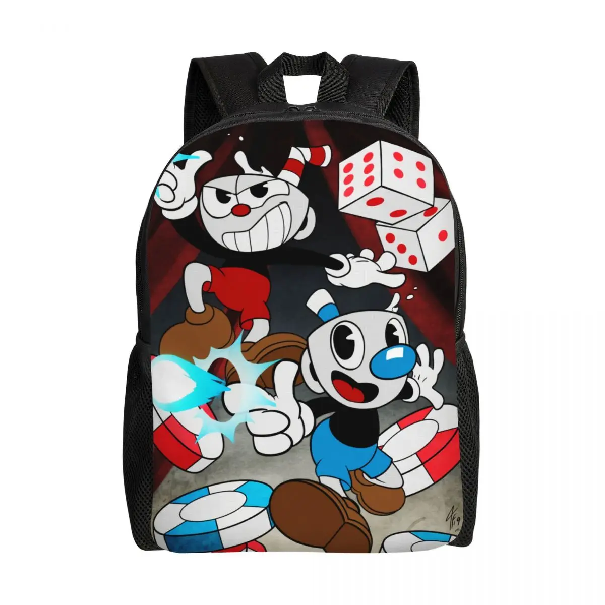

Индивидуальный рюкзак Cuphead Mugman для мужчин и женщин, базовая сумка для книг для школы, колледжа, сумки с героями мультфильмов