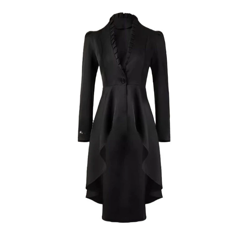 Ladies Classic Steampunk Long Jacket Cape Top Temperament  Long Sleeve Split Joint Europe, America Cross Border Women's Clothing
