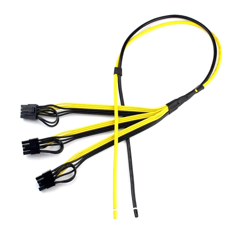 Power Supply Cable 6+2 Pin Card Line 1 To 3 6Pin+ 2Pin Adapter Cable 12AWG+18AWG Splitter Wire For Miner Mining BTC