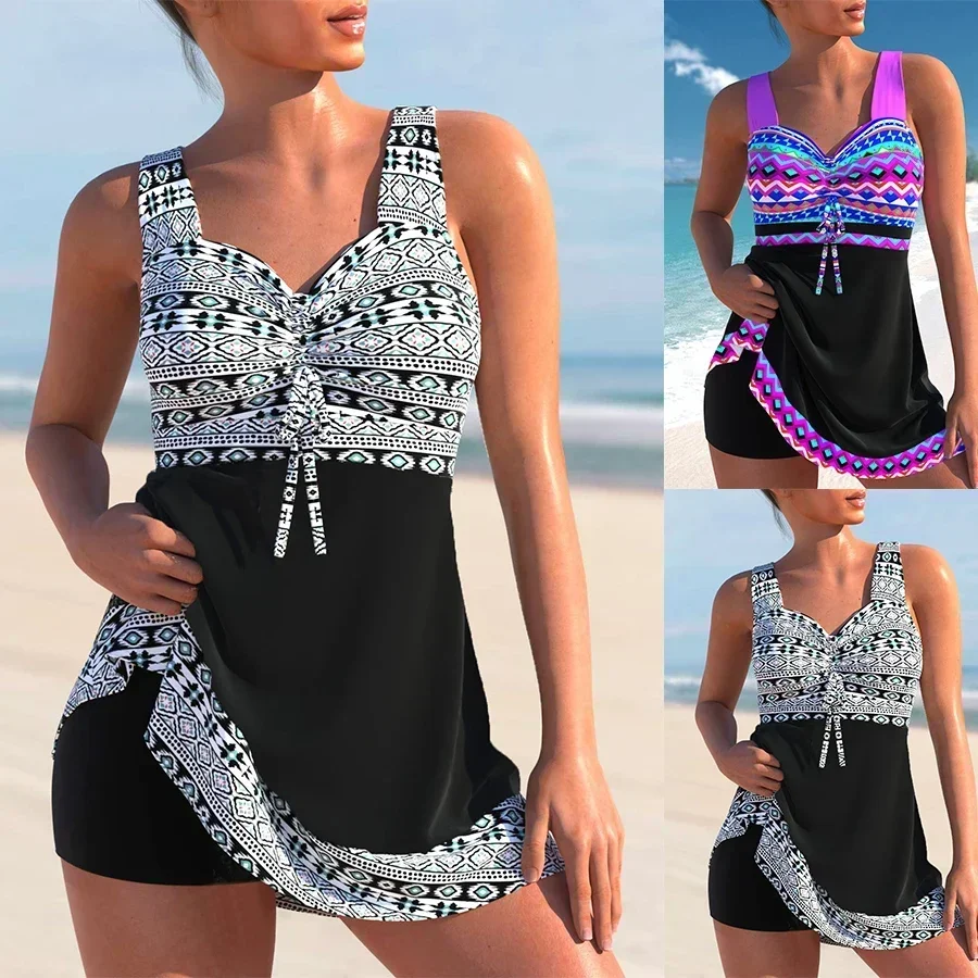 

Summer New Women's 3D Printed Two-piece Fashionable and Sexy Beach Vest Shorts Swimsuit S-6XL