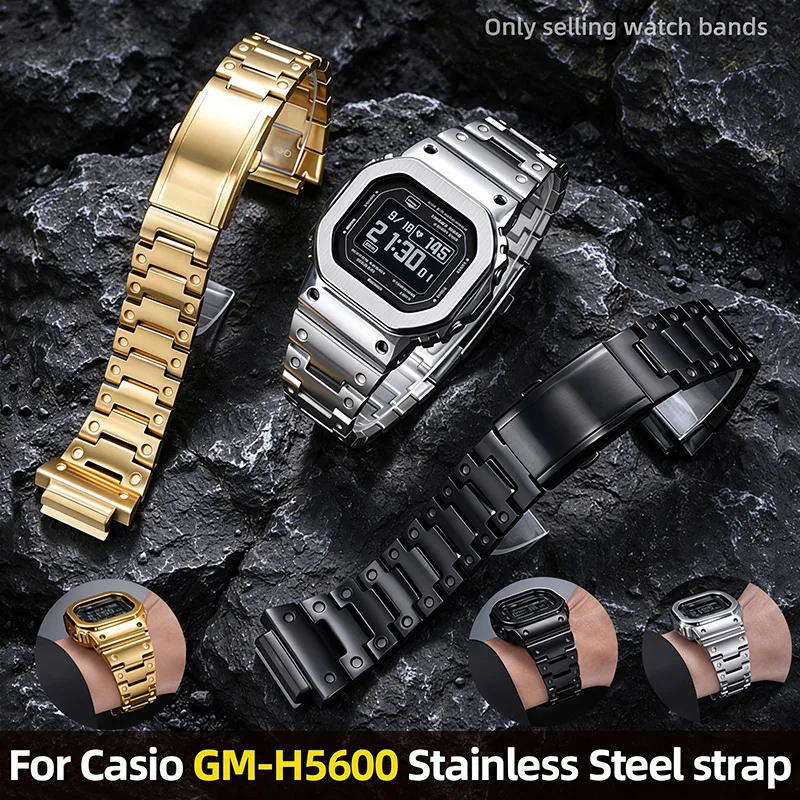 For Casio G-Shock GM-H5600 Module 3516 Heart Rate Square Watch Stainless Steel Modified Replacement Metal Bracelet Accessories