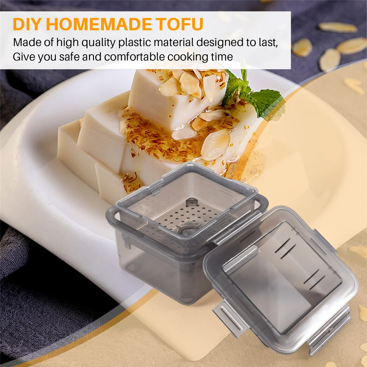 Горячая новинка DIY пластиковая форма для тофу, домашняя форма для тофу, форма для изготовления тофу из соевого твора с салфеткой для сыра, кухонная кулинария, серая