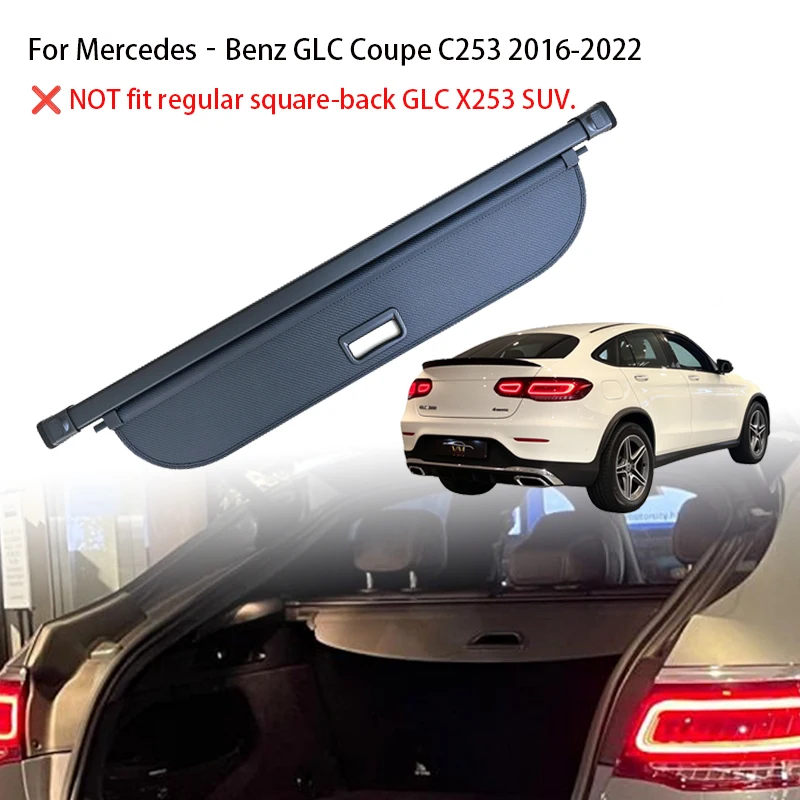 Auto Trunk Curtain Organizer Cover For Mercedes‑Benz GLC Coupe C253 2016‑2022 Car Cargo Cover Trunk Rear Rack Luggage Storage