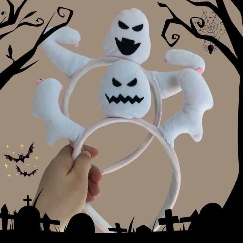 Funny Halloween Ghost Headband Spooky Party Ghost Hairband For Women Men Themed Party Cosplay Props Creative Hair Accessories