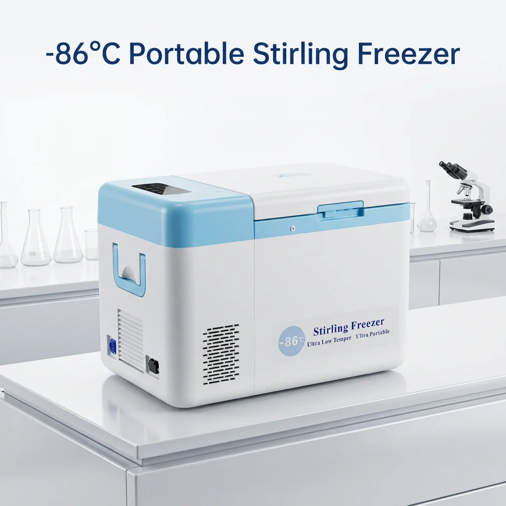25L Portable Ultra Low Temperature (+25C -86C) Deep Freezer Stirling Cooling Technology ABS Material Refrigerator