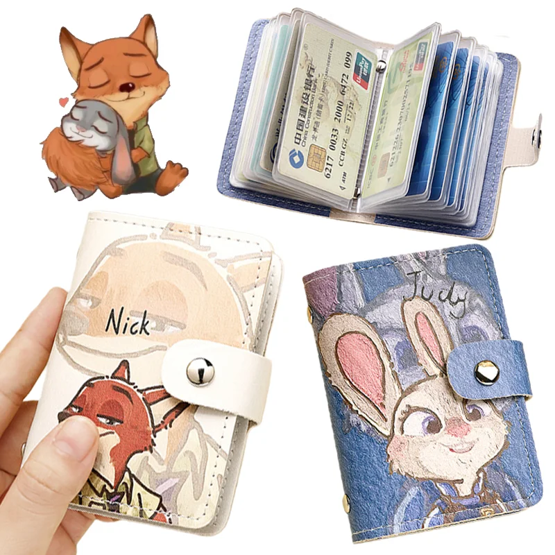 

20 Cards Disney Zootopia Card Holder Wallet Cartoon Men Women Business Bank Credit Card Bag Fashion PU Leather Wallets Organizer