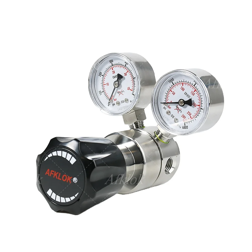 Gas Regulator for Nitrogen Argon Helium Co2 Acetylene Inlet 4000psi Outlet 600psi Stainless Steel 316L for Laboratory Gas Lines