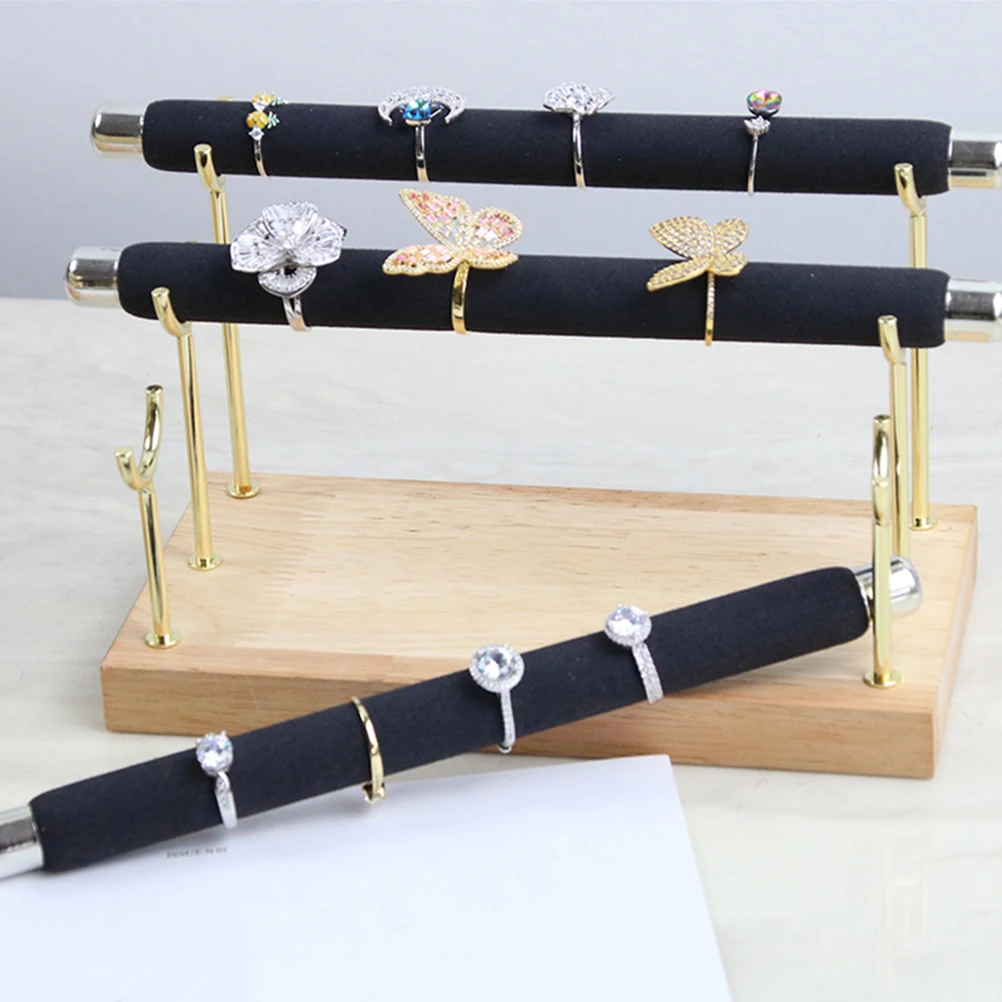

Solid Wood Jewelry Stand Ring Holder for Women Display Organizer Storage Rack Miss