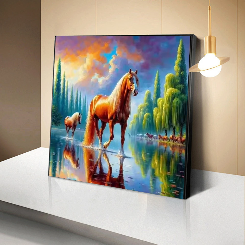 

CHENISTORY Diamond Painting Horse Animal 5D DIY Animals Diamond Embroidery Rhinestone Picture Handicrafts Home Decor