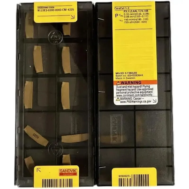 

Original SANDVIK / N123E2-0200-0002-CM 4225 / Hard alloy CNC Blade 10 Pcs