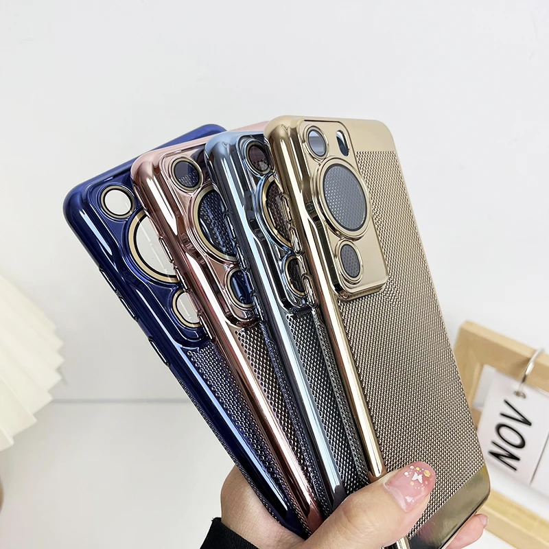 For Huawei P60 P50 P40 Pro Case Hard PC Luxury Plating Gold Slim Heat dissipation Protective Back Cover Cases For Huawei P60Pro
