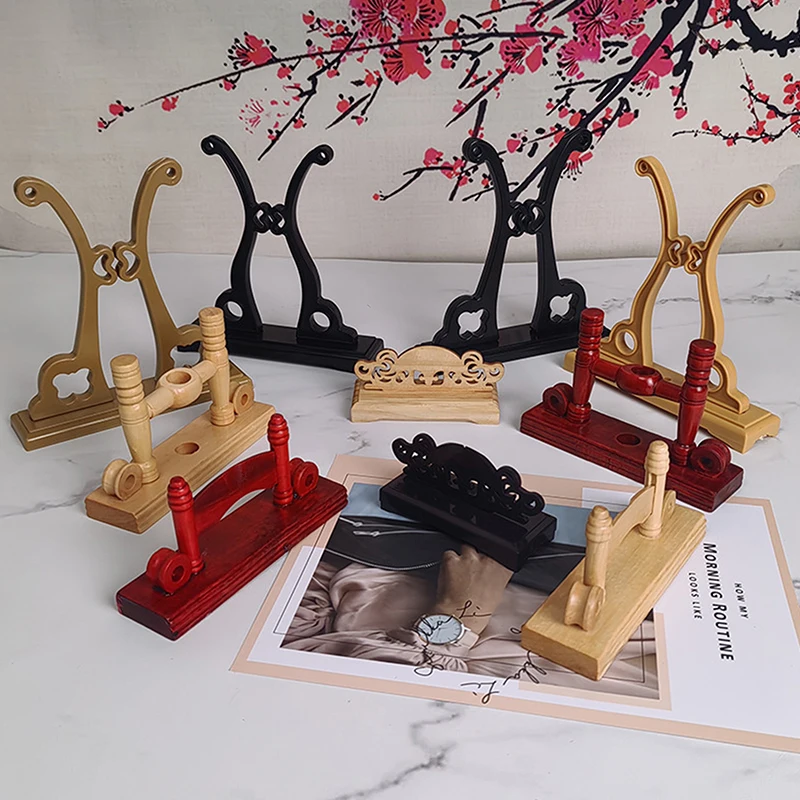 1PC Langlebiges Holz Chinesischen Klapp Hand Fan Stand Basis Fan Display-ständer Klapp Hand Fan Stand Display Halter Hause dekoration