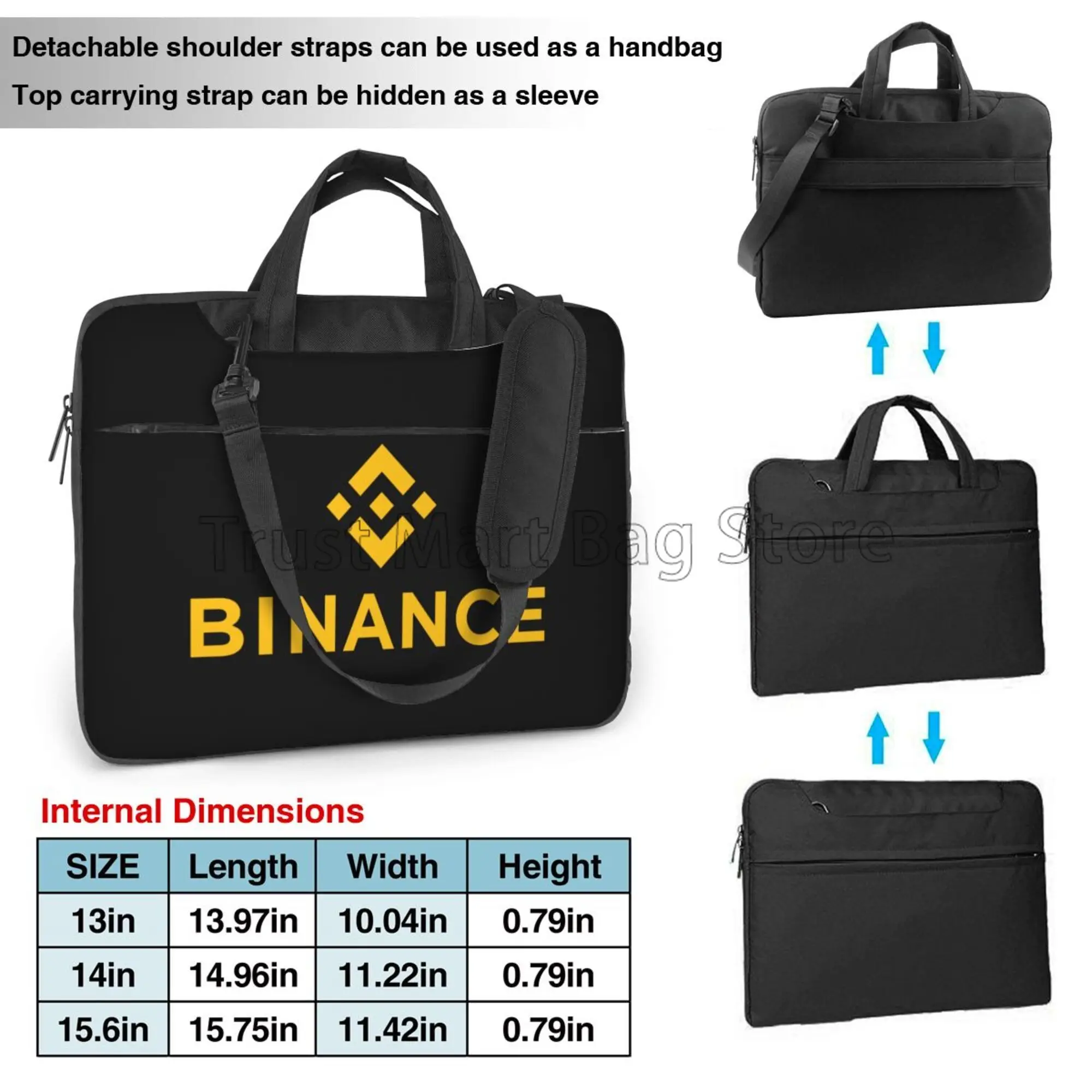 Binance Print Laptop Shoulder Bag Custom Carrying Case Computer PC Cover Pouch for Office Business Fits 13/14/15.6 Inch Notebook