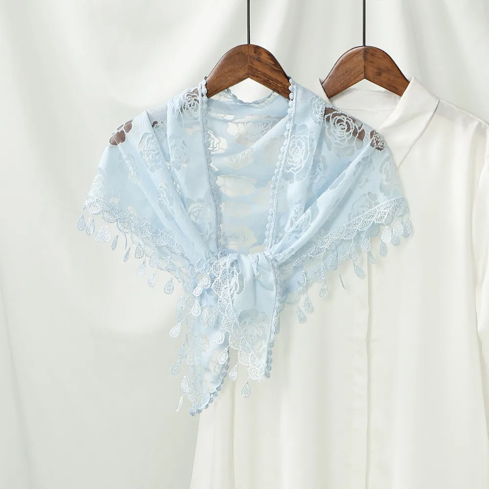 

Simple Fake Collar Lace Scarf Veil Headband Cloak Cape Flower Scarves Clothes Decoration Korean Style Lace Triangle Scarf Women