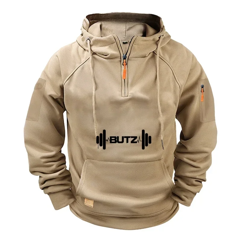 

High-quality zipper multi-pocket outdoor fashionable casual pullover, men's hoodie and sweatshirt for autumn and winter 2025