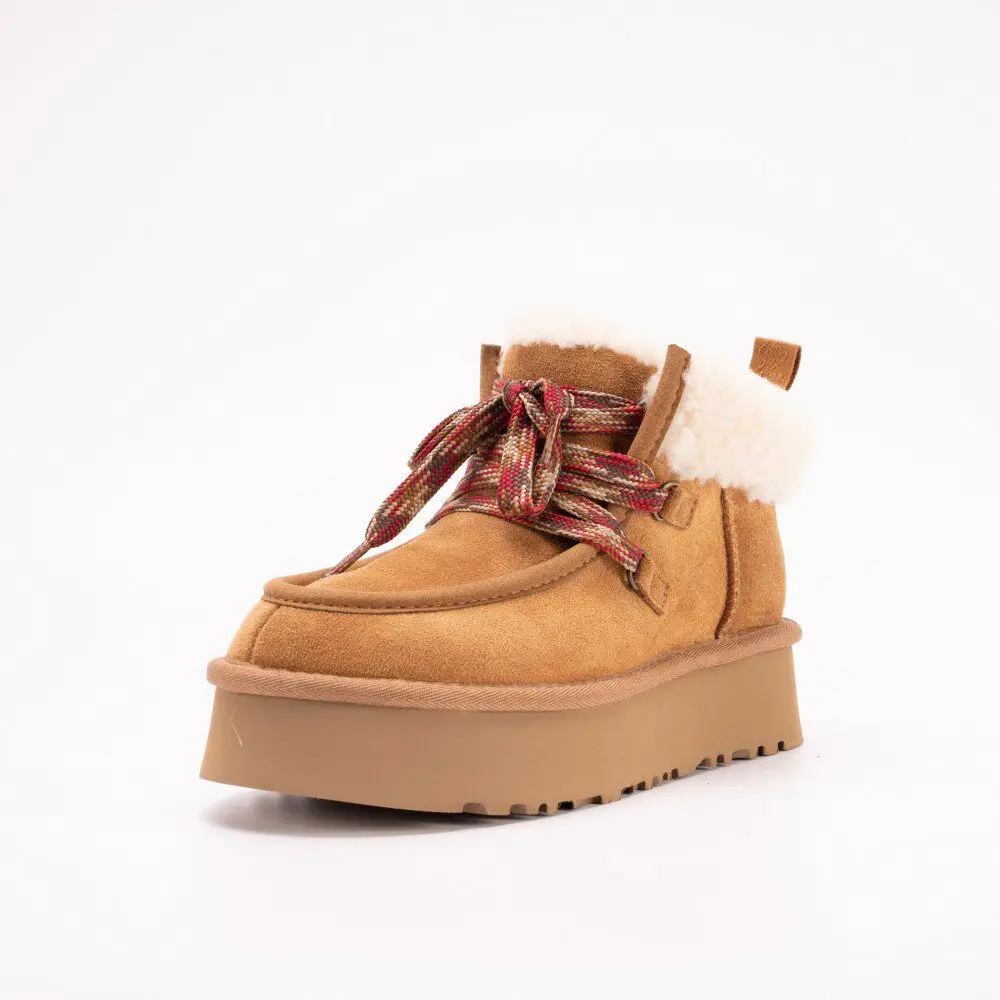 2026 Winter New Snow Boots Thick Bottom FUKALA Buckled Sheep Fur Integrated Snow Boots Wool Short Boots