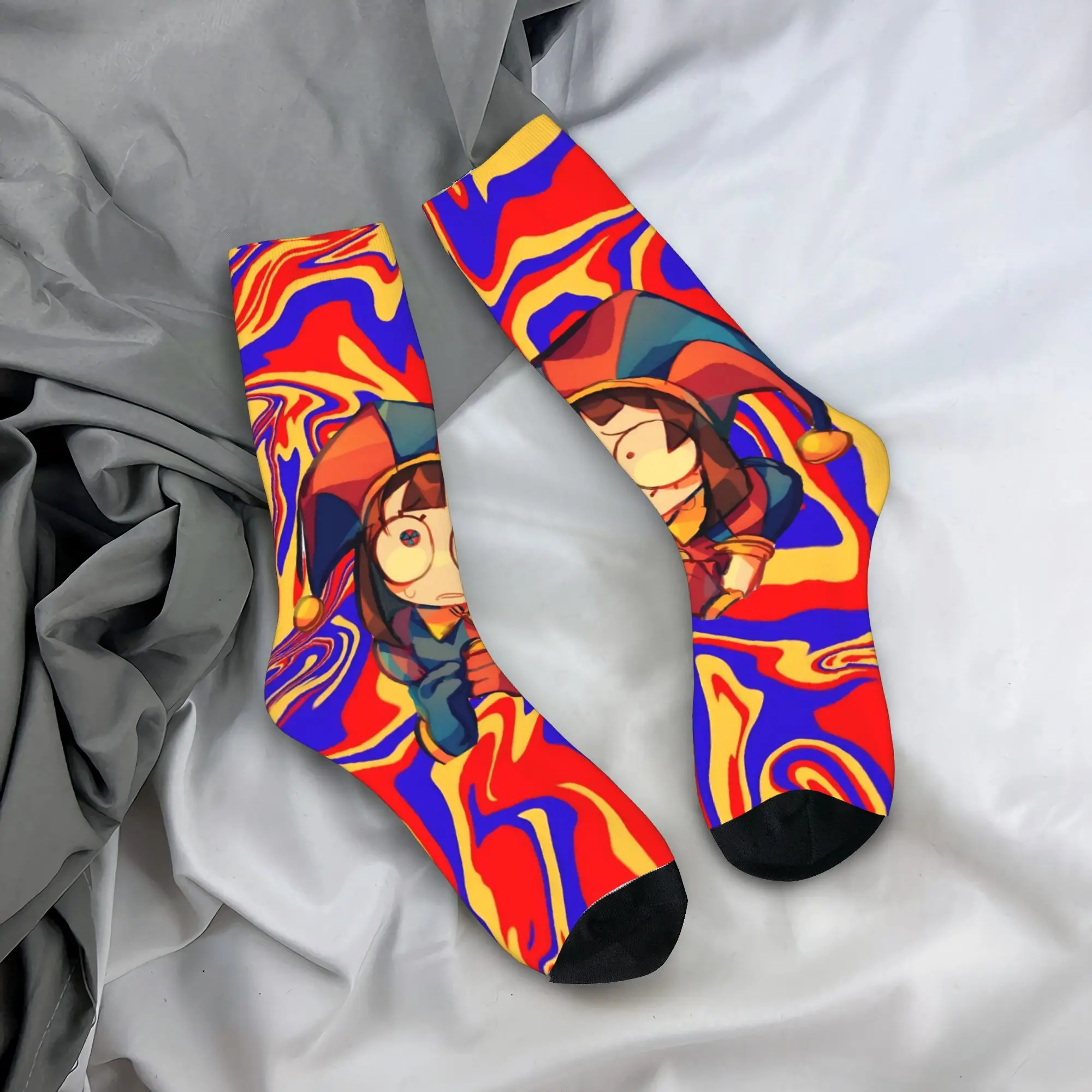 Winter Warm Retro Unisex Pomni Cartoon Digitals Circus Socks  Non-slip Basketball Socks